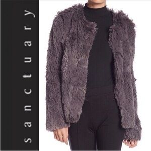 Anthropologie Sanctuary Stella Teddy Eyelash faux fur jacket in Grey